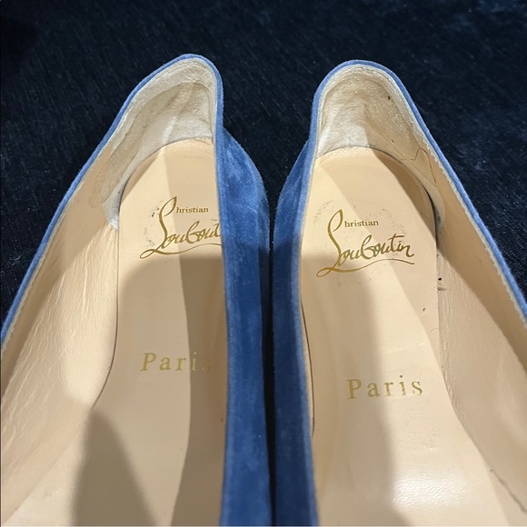 Stunning Christian Louboutin flats with pointy heel in blue suede, sz 35.5 - Picture 7 of 7
